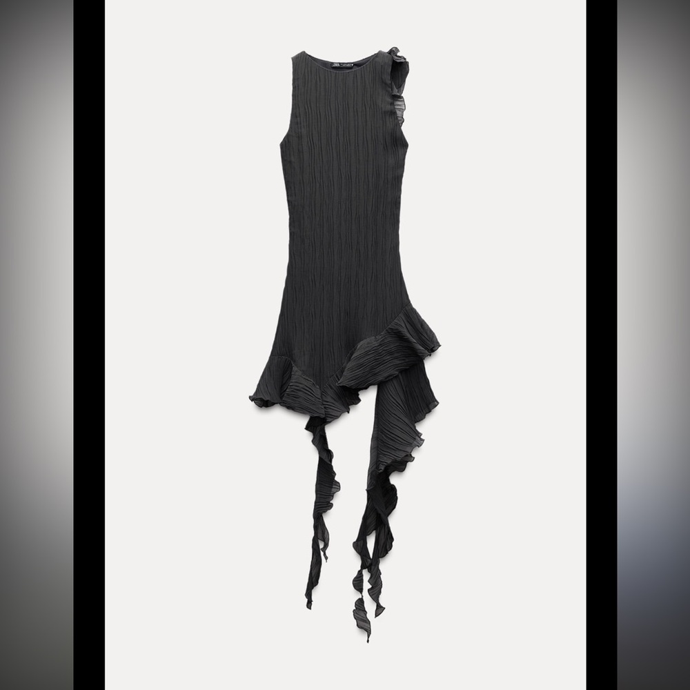 Zara Black Pleated Ruffle Hem Dress- FINAL PRICE - Picture 3 of 8